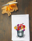 Zinnias In A Bucket Kitchen Towel