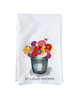 Zinnias In A Bucket St. Louis Kitchen Towel