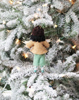 Girl Felted Wood Ornament Personalized