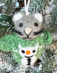 Ugly Sweater Grey Cat Ornament