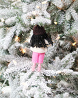 Girl Felted Wood Ornament Personalized