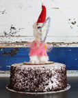 LIMITED QUANTITY Felted Wool Circus Poodle Happy Birthday Cake Topper