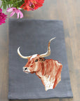 Longhorn Black Kitchen Towel