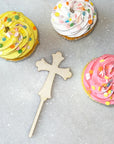 Cross Wood Cake Cupcake Topper