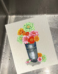 Bucket of Zinneas Dishcloth Set