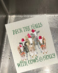 Cows and Holly Dishcloth Set