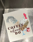 Coffee Doodle Do -  Bio-degradable Cellulose Dishcloth Set of 2