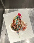 Colorful Watercolor Chicken Dishcloth Set