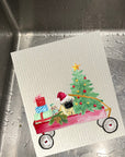Christmas Wagon -  Bio-degradable Cellulose Dishcloth Set of 2
