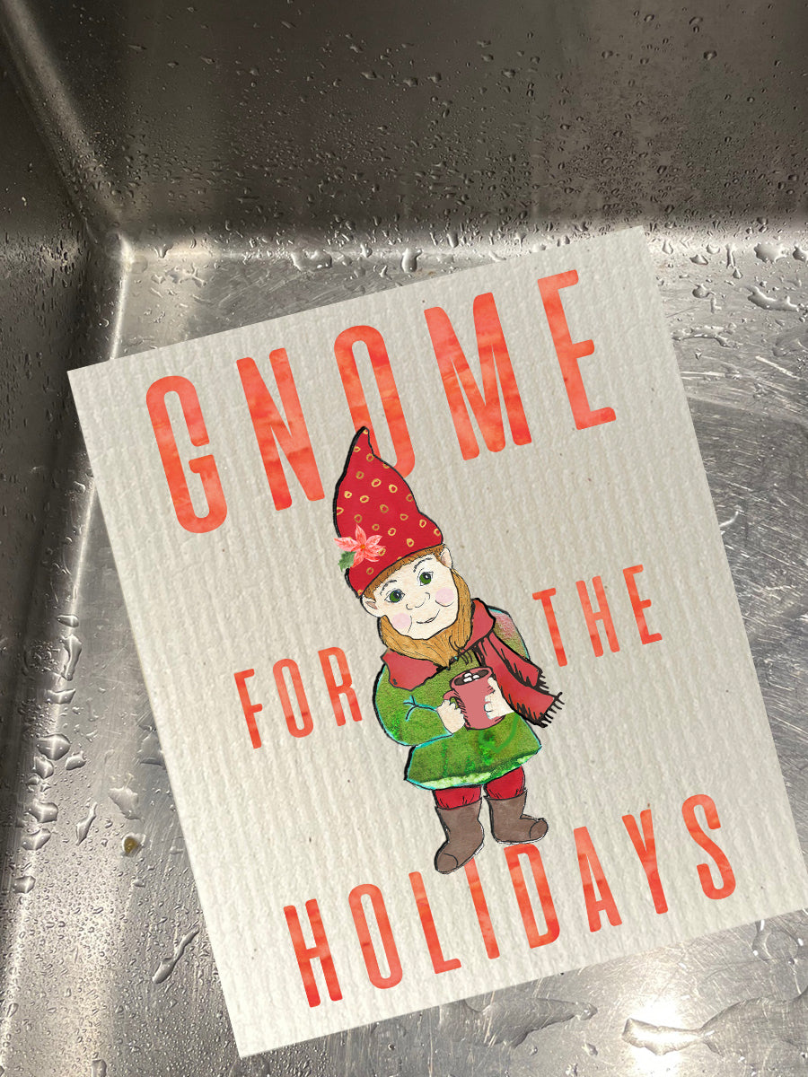 Gnome For The Holidays -  Bio-degradable Cellulose Dishcloth Set of 2