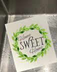 Home Sweet Home Wreath Bio-degradable Cellulose Dishcloth Set of 2