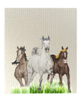 Horse Trio Running In Grass Dishcloth Set
