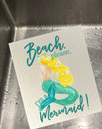 Beach Please, I'm A Mermaid Bio-degradable Cellulose Dishcloth Set of 2
