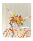 Orange Bike With Basket Dishcloth Set