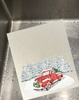 Red Christmas Truck -  Bio-degradable Cellulose Dishcloth Set of 2