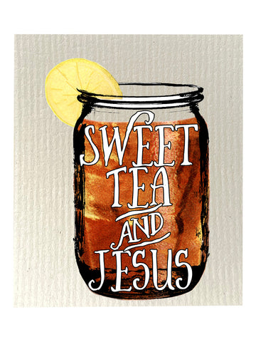 Sweet Tea And Jesus Bio-degradable Cellulose Dishcloth Set of 2