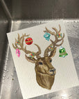 Stag With Ornaments Dishcloth Set