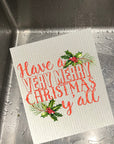Very Merry Christmas Y'all Dishcloth Set