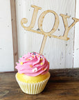 Joy Wood Cake Topper