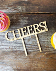 Cheers Wood Cake Cupcake Topper