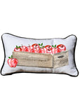 Apple Crate Lumbar White Pillow with Piping