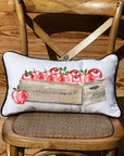 Apple Crate Lumbar White Pillow with Piping