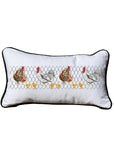 Chicken Coop Lumbar White Pillow with Piping