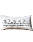 Come Little Bees Lumbar White Pillow with Piping