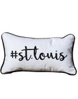Hashtag (Your City or Name) Lumbar White Pillow with Piping