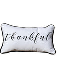 Thankful Lumbar White Pillow with Piping