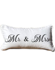 Mr. & Mrs. Lumbar White Pillow with Piping