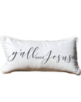 Y'all Need Jesus Lumbar White Pillow with Piping