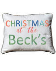 Christmas At The Becks (Your Name)  White Rectangular Pillow with Piping