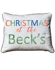 Christmas At The Becks (Your Name) White Rectangular Pillow with Piping