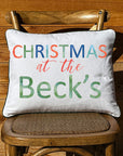 Christmas At The Becks (Your Name) White Rectangular Pillow with Piping
