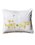 Flowers With Bee White Rectangular - Square Pillow with Piping
