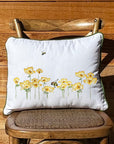 Flowers With Bee White Rectangular - Square Pillow with Piping