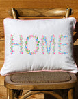 Home Floral White Rectangular Pillow with Piping