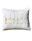 Fishing Lures White Rectangular Pillow with Piping