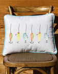 Fishing Lures White Rectangular Pillow with Piping