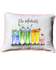 Multi floral boots personalized White Rectangular Pillow with Piping