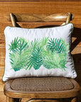 Palm fronds collage White Rectangular Pillow with Piping