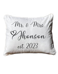 Mr. and Mrs. (Your Name) Rectangular White Pillow with Piping
