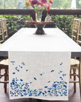 Blue Watercolor Flowers Runner