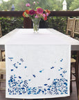 Blue Watercolor Flowers Runner