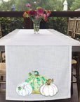 White & Green Pumpkins Table Runner