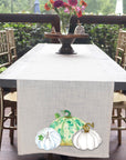 White & Green Pumpkins Table Runner