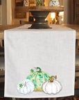 White & Green Pumpkins Table Runner