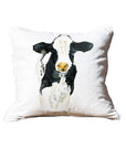 Black & White Calf White Square Pillow with Piping
