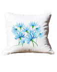 Blue Fluffy Flowers White Square Pillow with Piping
